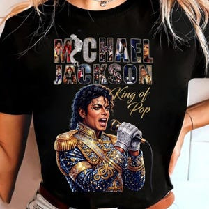 Camiseta Masculina Feminina Oversized Estampa Michael Jackson Rei do Pop Retrospectiva de Carreira T-shirt Streetwear