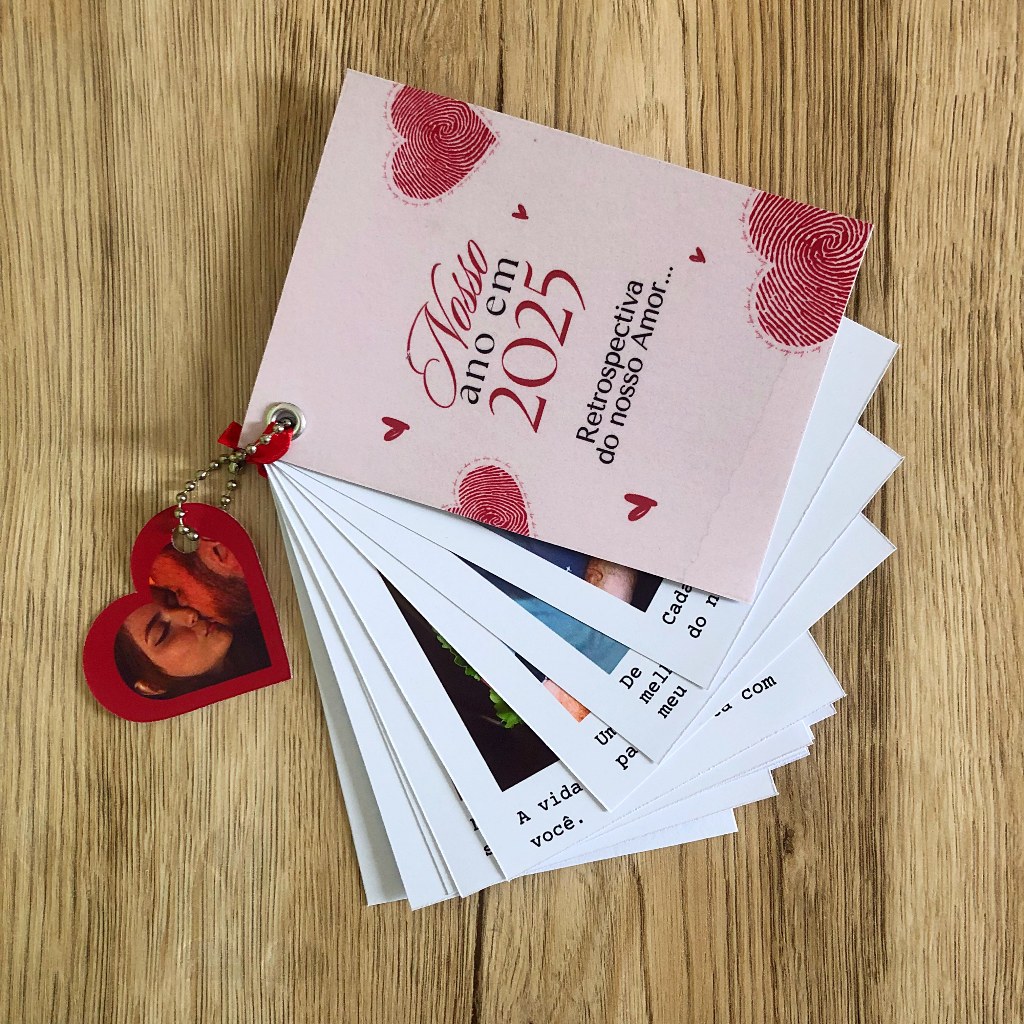 Mini Álbum de Fotos - RETROSPECTIVA DO NOSSO AMOR 2025 - Presente Personalizado de Natal para NAMORADOS/CASADOS