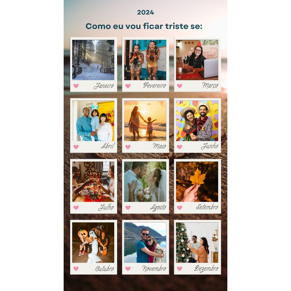 Quadro com fotos para presente-retrospectiva do ano- presente de natal-aniversário-namoro-1 peça