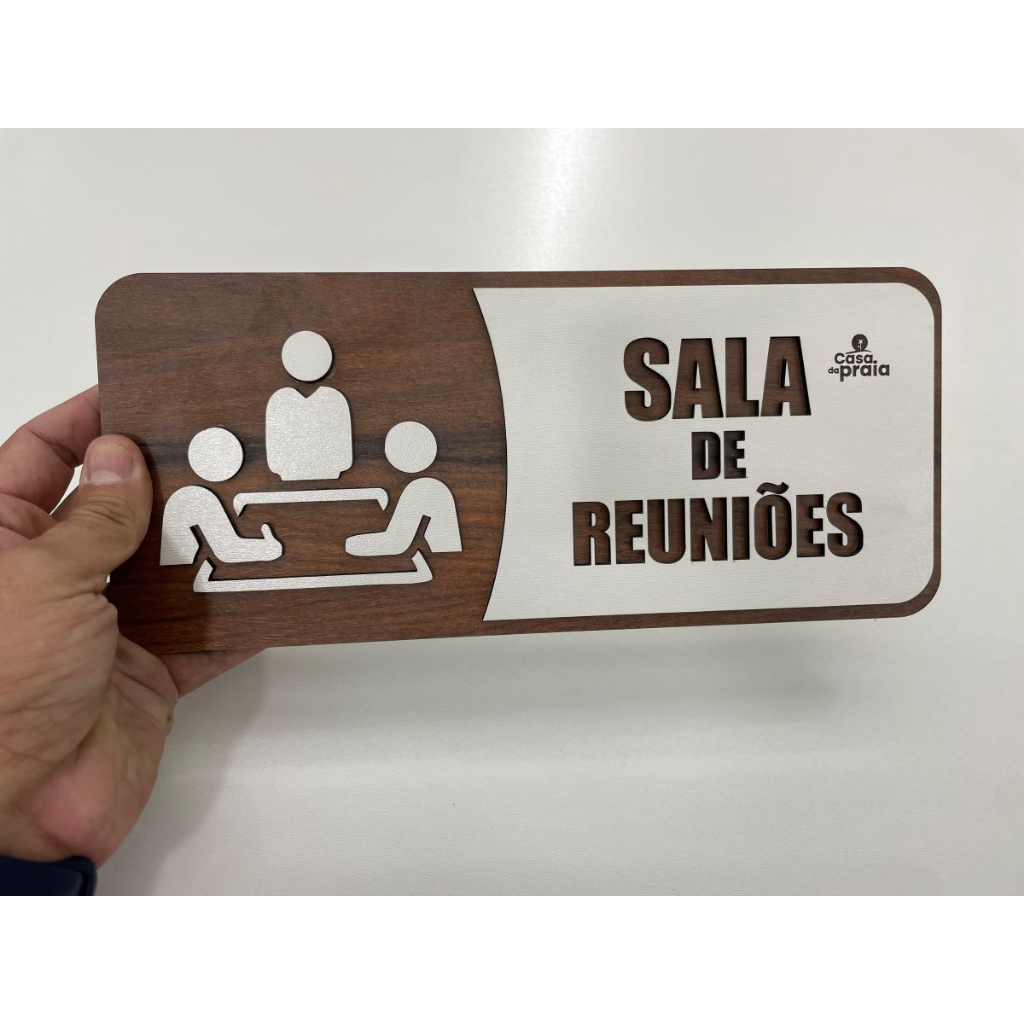 Sala De Reunião Placa Decorativa Feita em MDF Cor de Madeira Design Super Moderno!