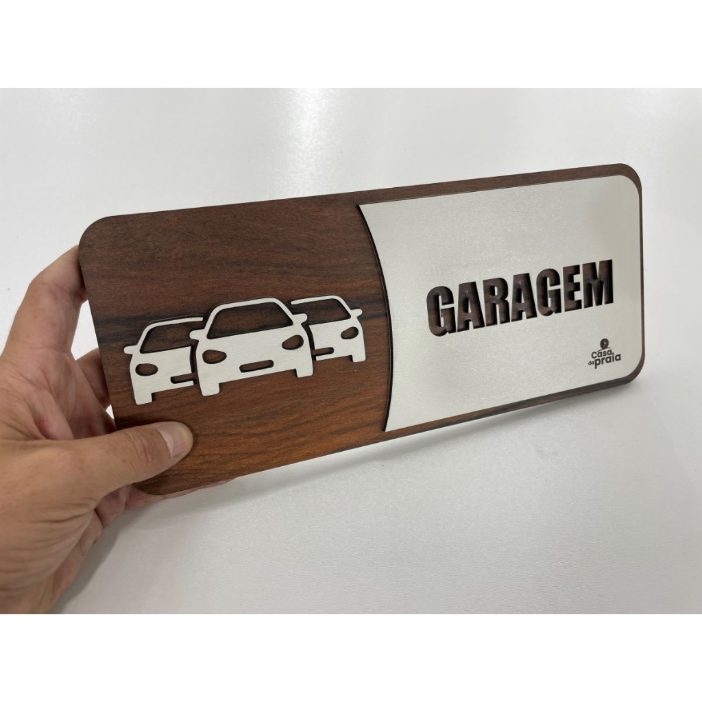 GARAGEM Placa Informativa No Modelo De Madeira Feita De MDF