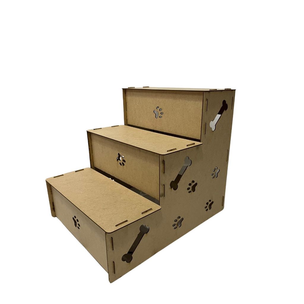 Escadinha Micro Pet Feita Em Madeira Mdf Com 45cm De Altura P/ Camas E Sofás