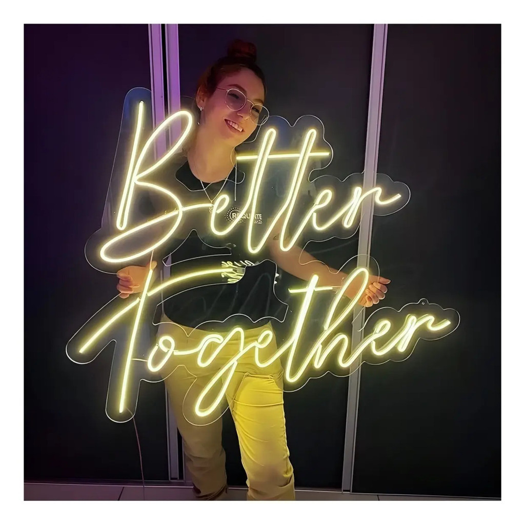 Painel Neon Led Better Together Branco Quente Decor