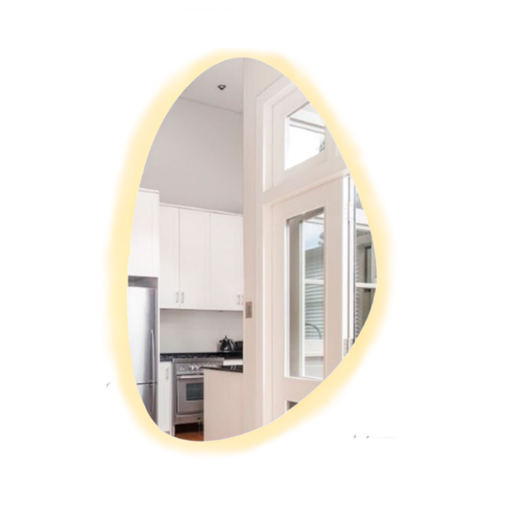 Espelho Orgânico Led Branco Quente 50x70cm de Parede Banheiro Lavabo Penteadeira Decoração