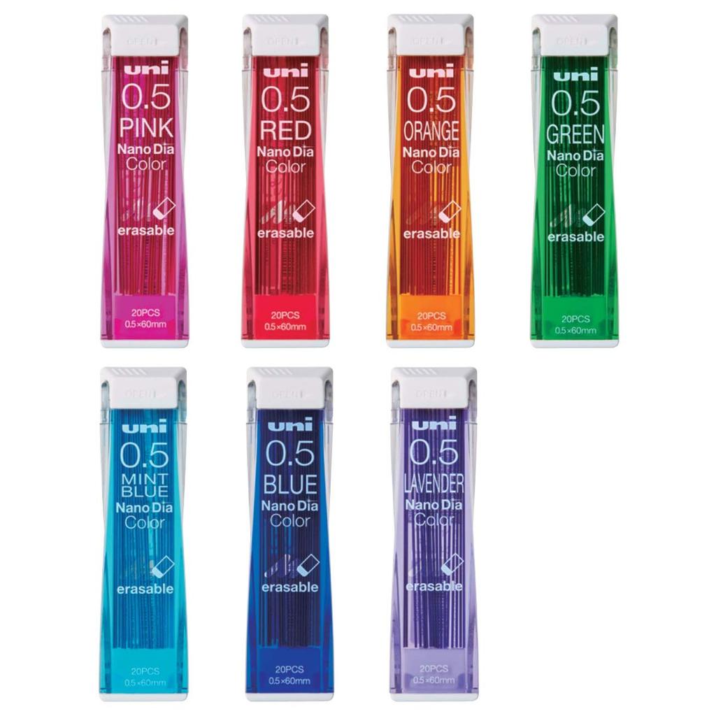 Mitsubishi Pencil uni Nano Dia Colored Mechanical Pencil Leads 0.5mm, 7 Colors, uni0.5-202NDC, Set of 7 Types (7 Pieces)