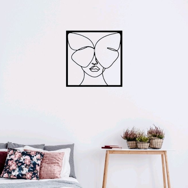 Quadro Decorativo Mulher Borboleta MDF 3mm Aplique de Parede Vazado Decoração Feminina Sala Quarto Escritório