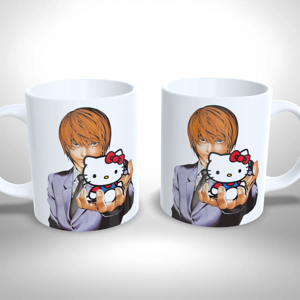 Caneca Personalizada Meme Kira Hello Kitty Death Note Kawaii