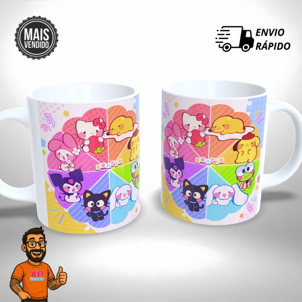 Caneca de Cerâmica Personalizada – Sanrio Hello Kitty Gudetama Kuromi-   e