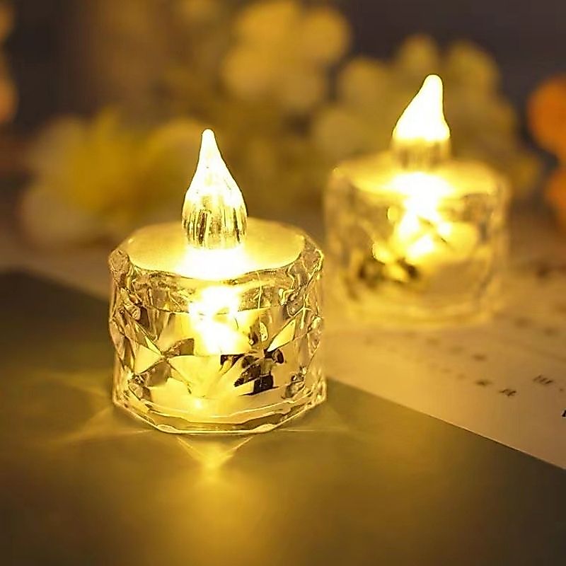 10  Conjuntos Mini Hengling Cristal Transparente Velas Luz Led Eletrônica Decorativa