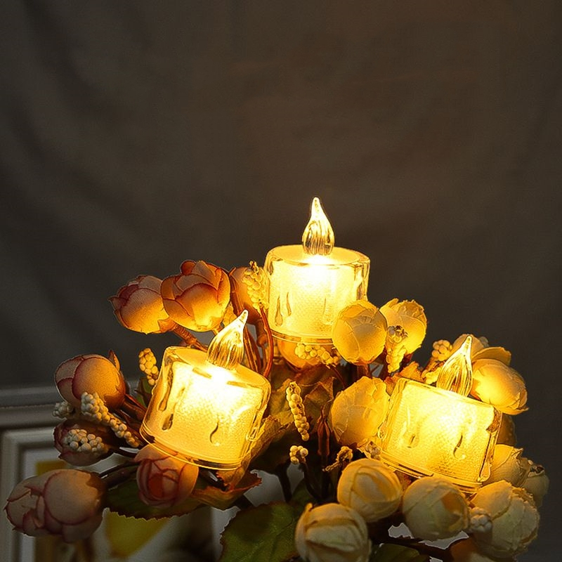 12 Kit Mini Cristal Transparente Velas Luz Led Eletrônica Decorativa