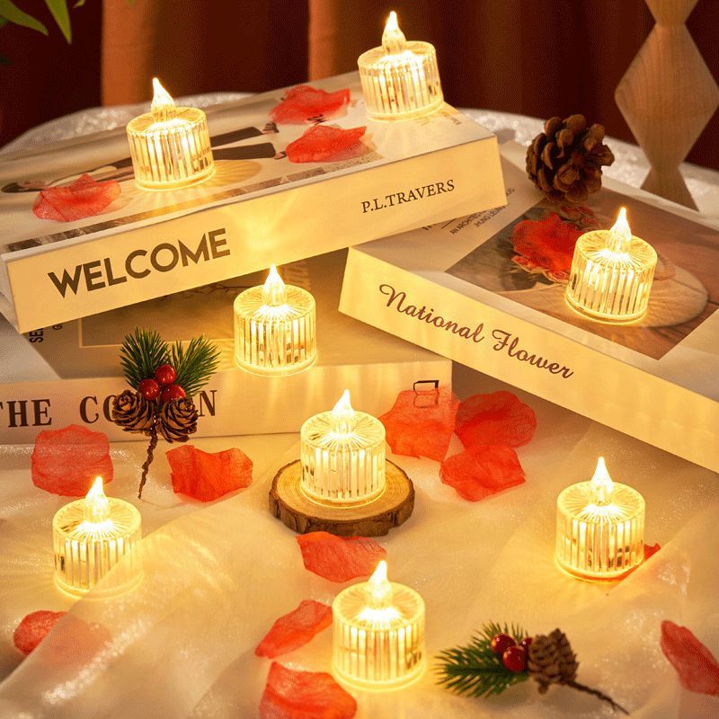 Faixas verticais Mini Cristal Transparente Velas Luz Led Eletrônica Decorativa