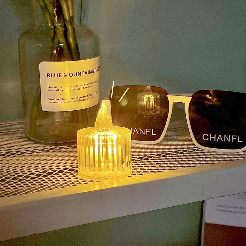 Faixas verticais Mini Cristal Transparente Velas Luz Led Eletrônica Decorativa