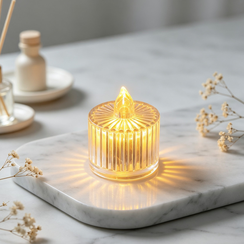 24 Pcs Mini Hengling Cristal Transparente Velas Luz Led Eletrônica Decorativa