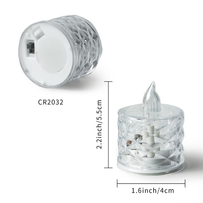 5  Kit Mini Hengling Cristal Transparente Velas Luz Led Eletrônica Decorativa