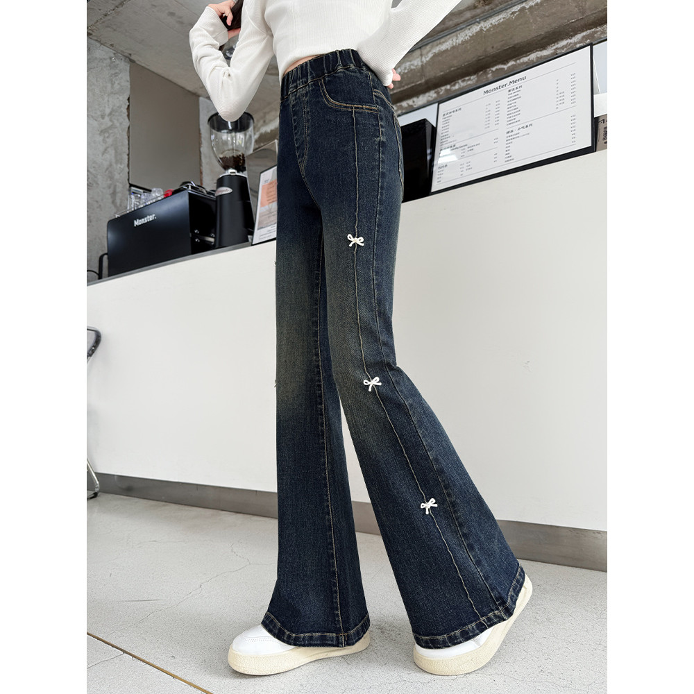 Meninas calças primavera outono exterior Wear 2026 novas roupas de outono meninas Super bonito magro-ajuste queimado cal