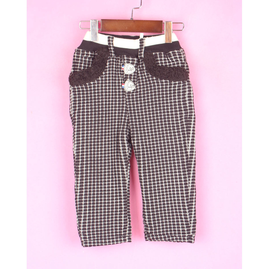 [Xu]307064Nova chegada inventário corte etiqueta primavera outono meninas roupas cintura elástica xadrez velo cônico cal