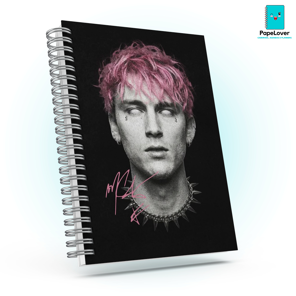 Caderno Machine Gun Kelly MGK com brinde especial e opção de agenda - Capa dura, impressão HD..