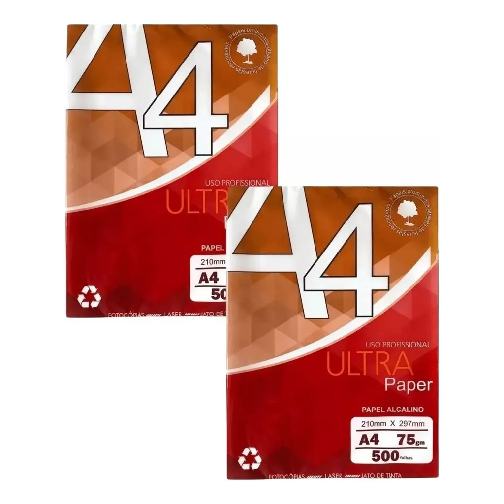 Papel Sulfite A4 Branco 500 Folhas 210x297mm 75gm Ultra Paper
