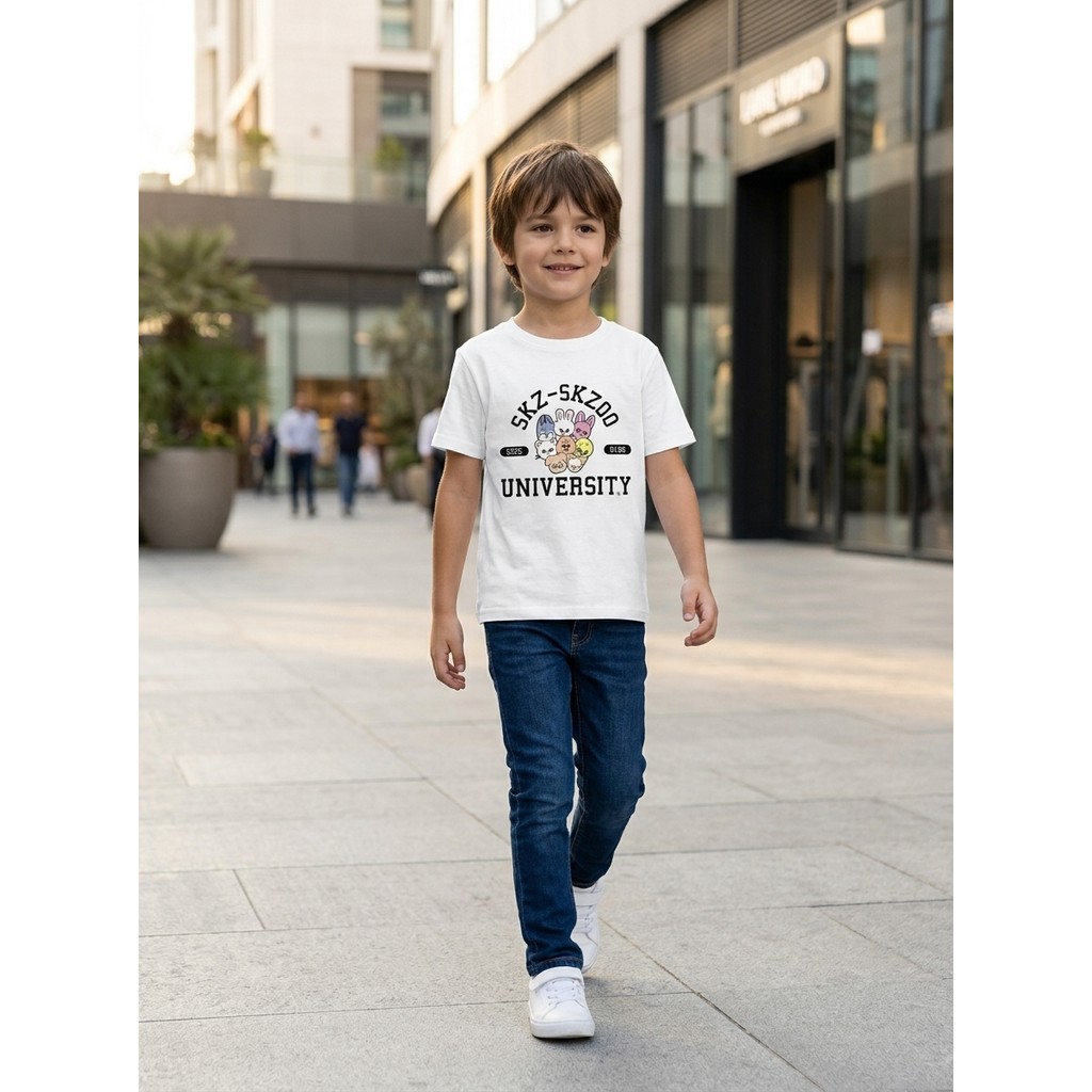 Camiseta Infantil Unissex Stray Kids Skz Skzoo Camisa Adulto 100% Algodão Blusa Plus Size University
