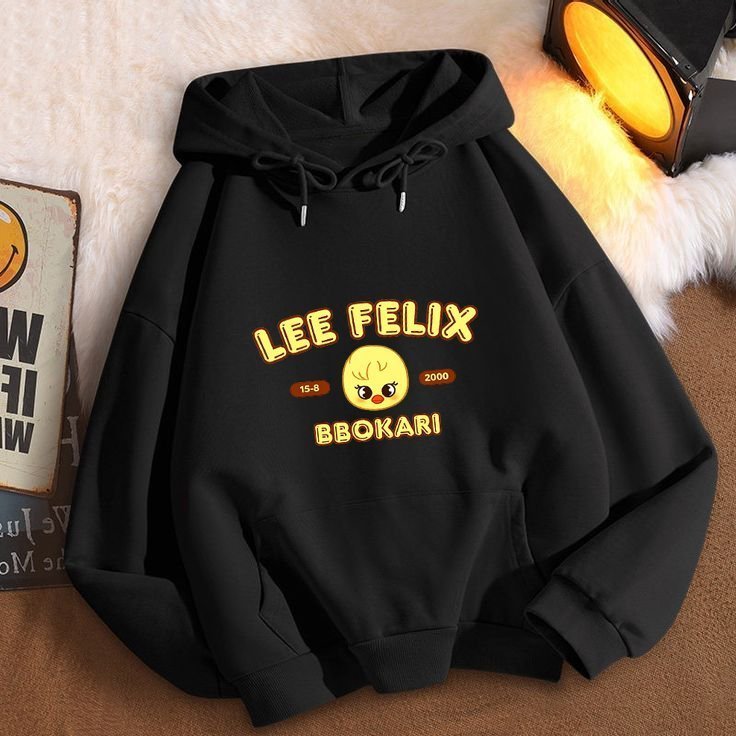 Moletom Canguru LEE FELIX BBOKARI Com Capuz Stray Kids Banda Kpop Skz Skzoo Unissex
