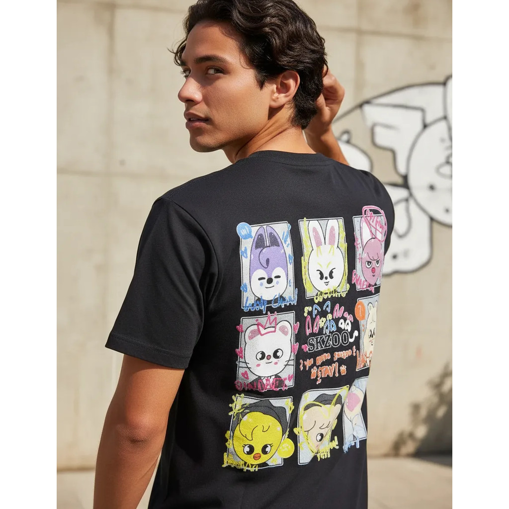 Camiseta Stray Kids SKZ Skzoo Blusa Kpop Com Costas Unissex MR1391