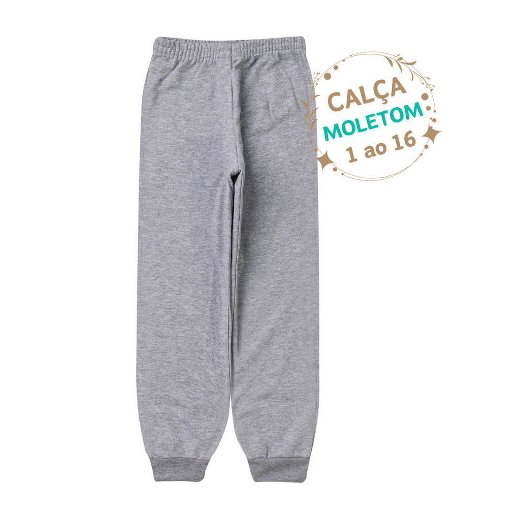 Calça Infantil Moletom Menino Menina Calça Escolar Juvenil Inverno Peluciada 1 ao 16