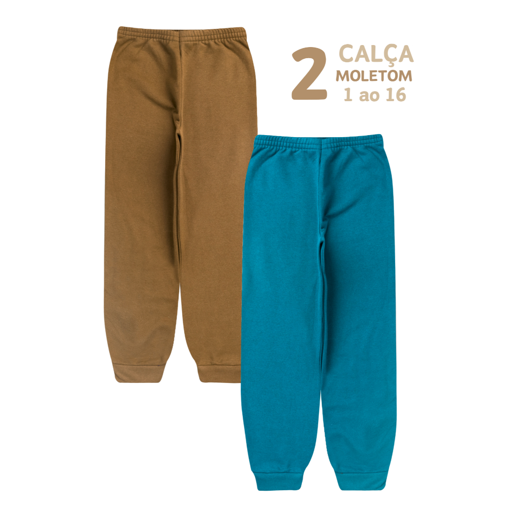 2 Calças Juvenil Moletom Infantil Escolar Menino Menina Calça Inverno Peluciada 1 ao 16