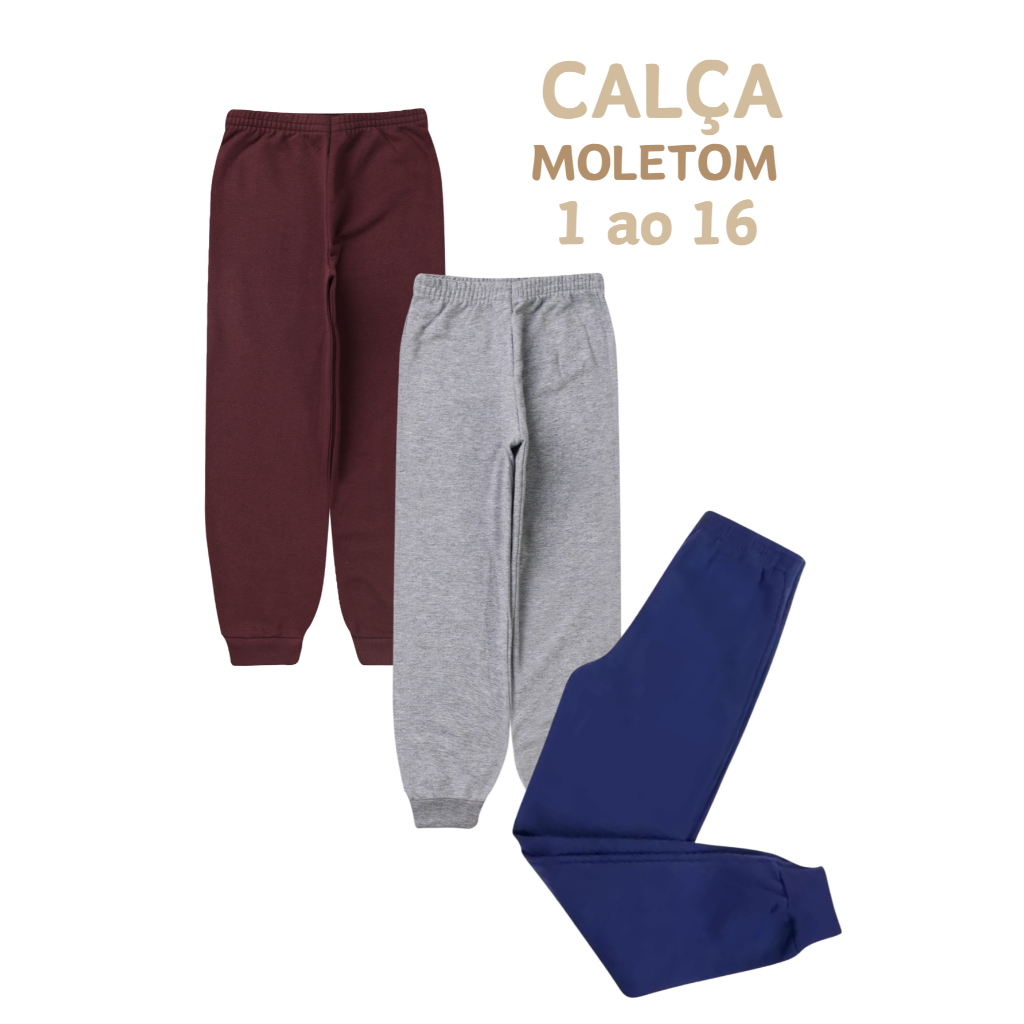 Calça Infantil Juvenil Moletom Menino Menina Calça Escolar Inverno Peluciada 1 ao 16