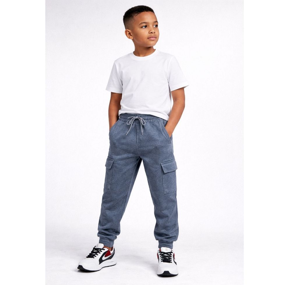 Calça Moletom Masculino Infantil Juvenil para Menino Peluciado Punho Cordão Bolso Cargo Confortável Algodão 04 até 16