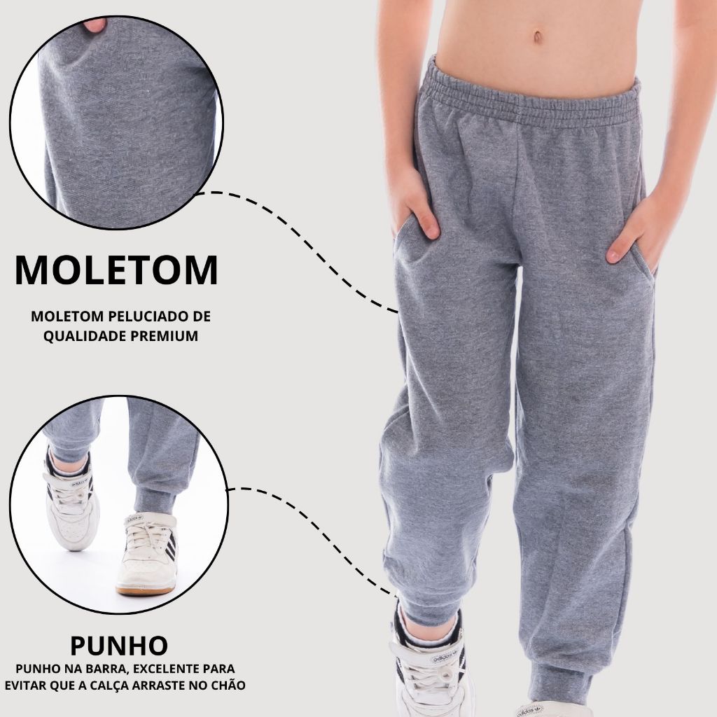 Calça de Moletom Peluciada Infantil/Juvenil Menino 303-A