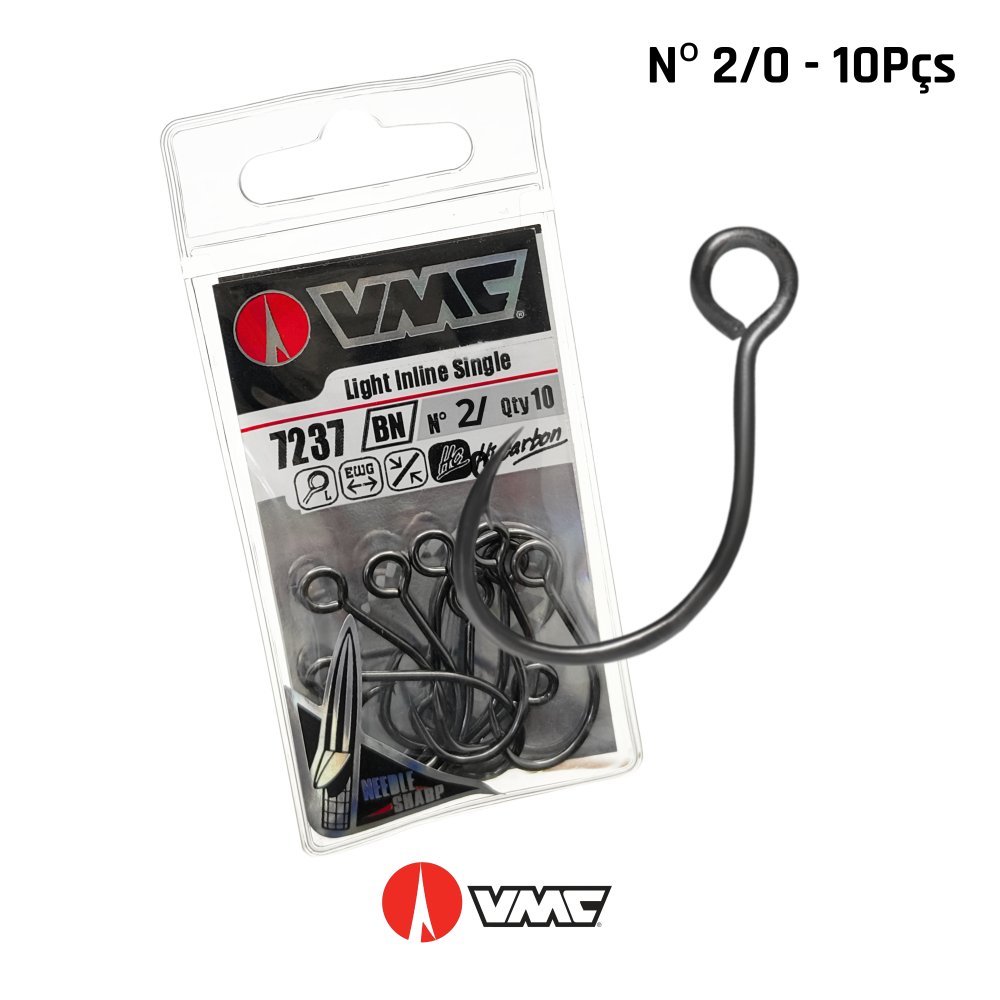 Anzol Black Nickel Light Inline Single VMC / 7237 Nº2/0 c/ 10Un.
