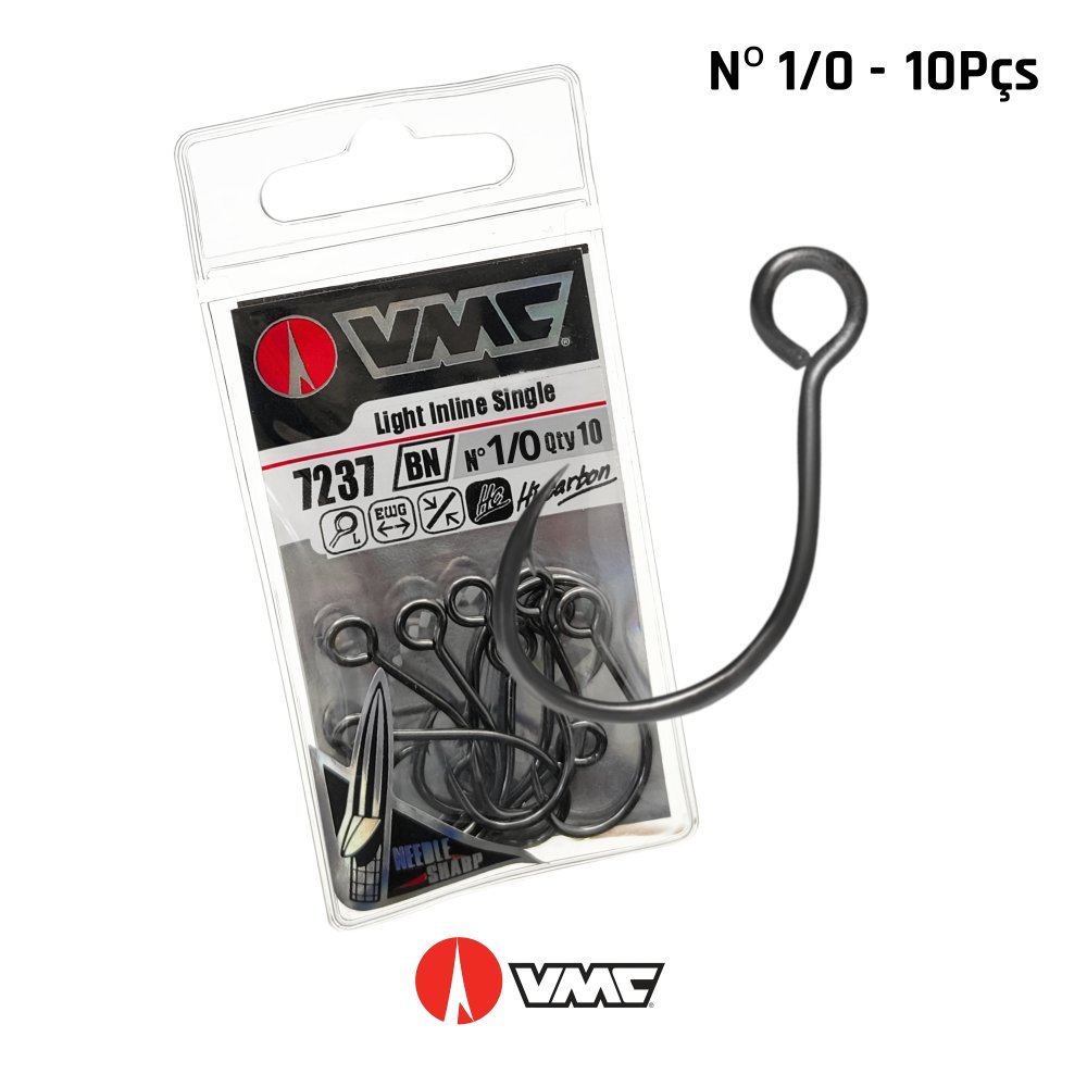 Anzol Black Nickel Light Inline Single VMC / 7237 Nº1/0 c/ 10Un.