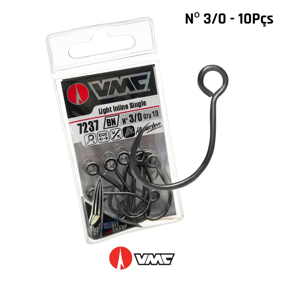 Anzol Black Nickel Light Inline Single VMC / 7237 Nº3/0 c/ 10Un.