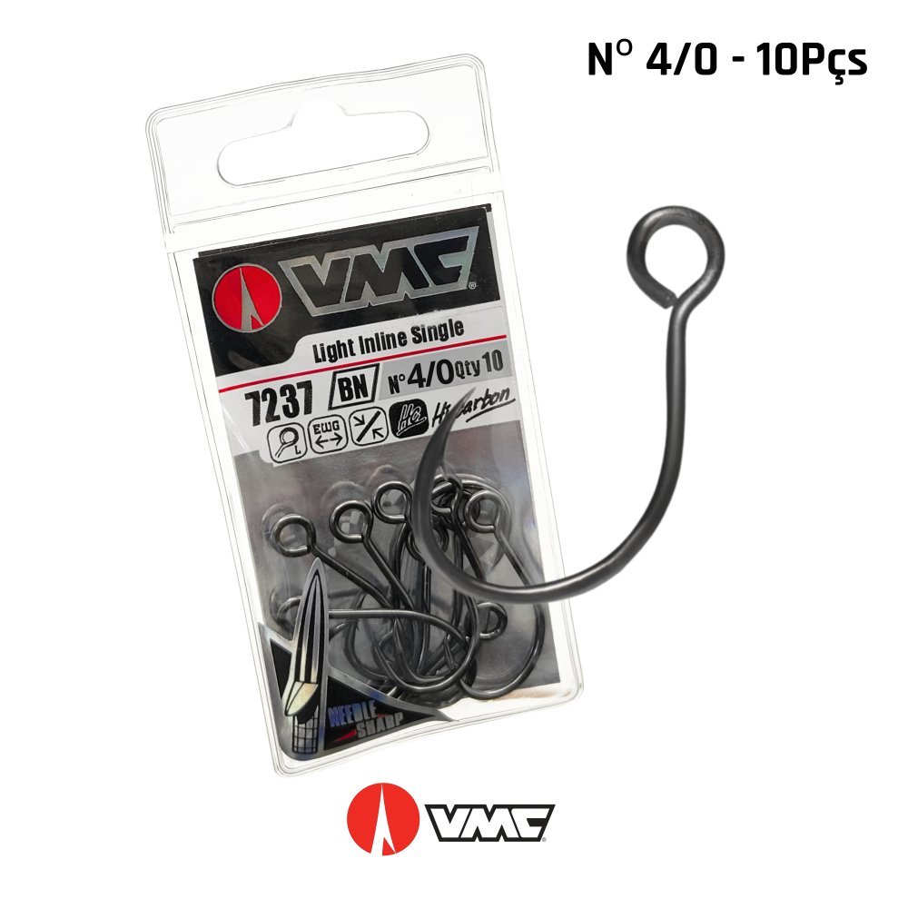 Anzol Black Nickel Light Inline Single VMC / 7237 Nº4/0 c/ 10Un.