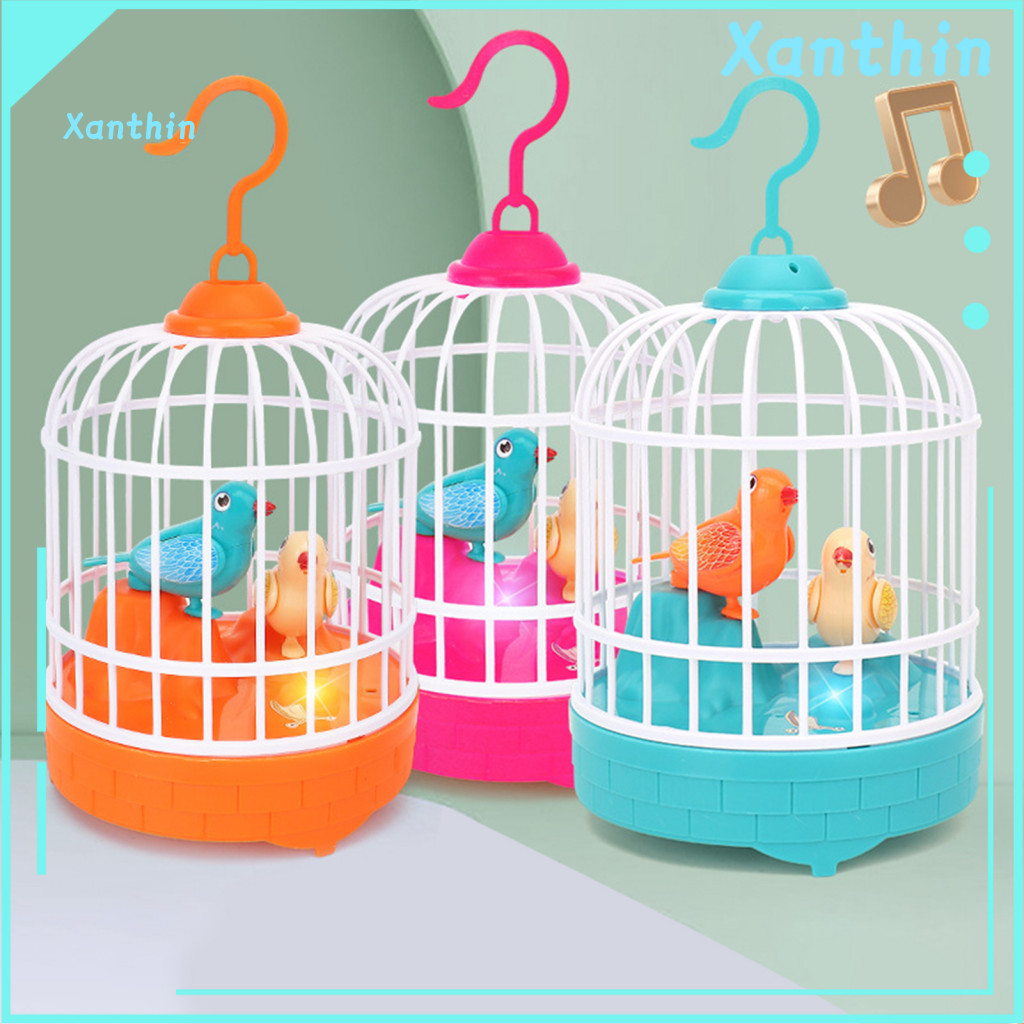 Detachable Birdcage Toy Kids with Sound Light Flapping Wings Voice Control – Hook Educational Simulated Bird Model for