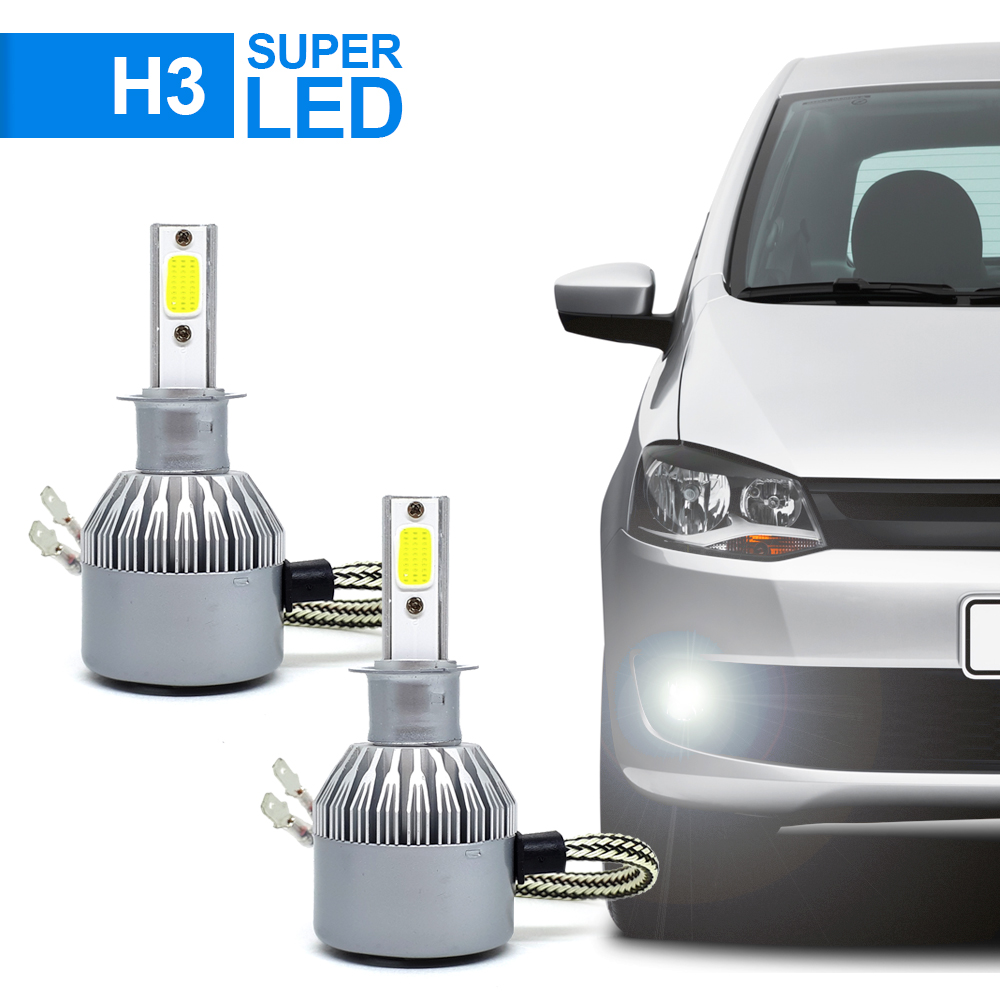 Par Lâmpadas H3 Farol Milha Zafira 2001 2002 2003 2004 2005 2006 Super Led C6 6000k Branco Frio Efeito Xenon