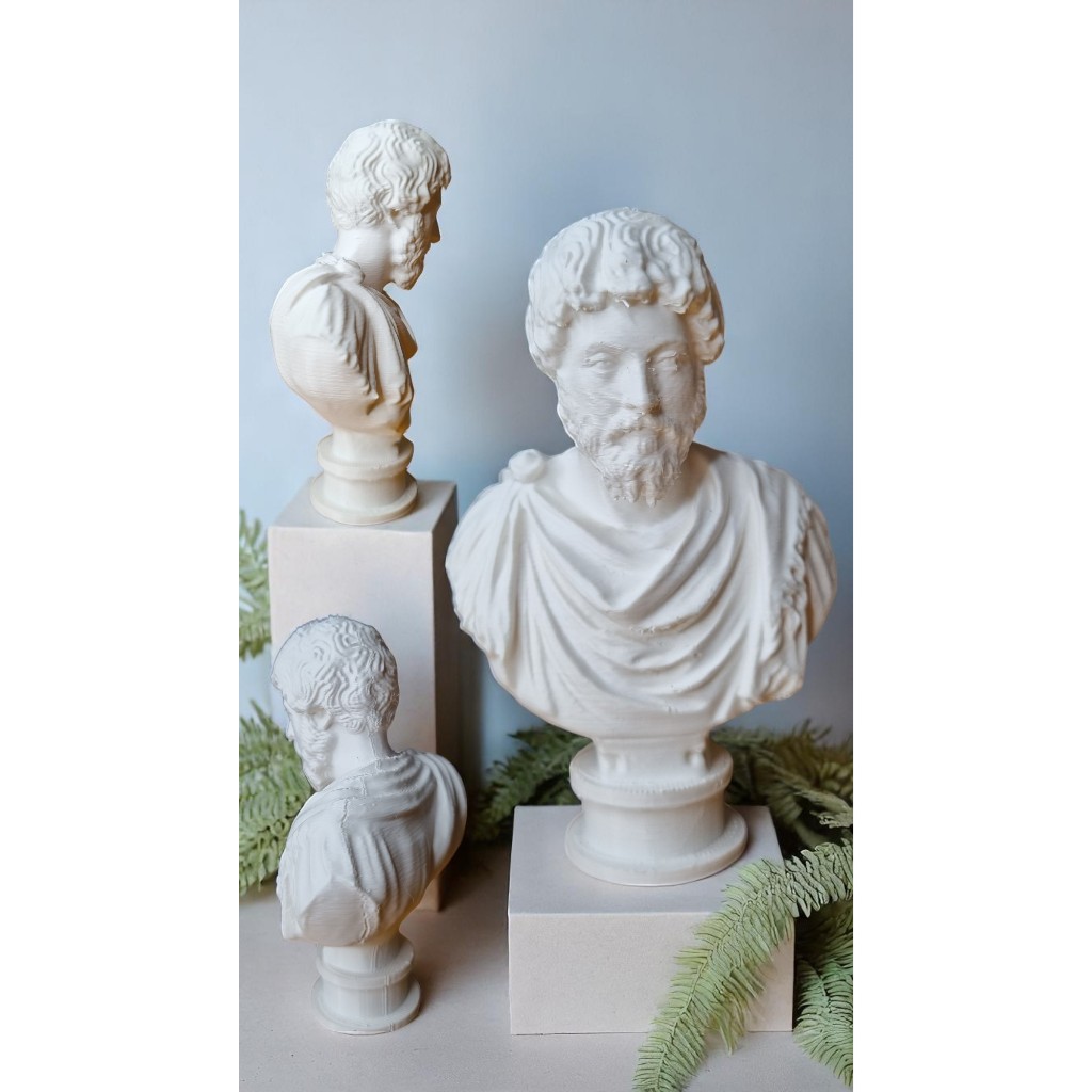 Estátua Busto Marco Aurélio Imperador Romano | Marcus Aurelius Escultura Estilo Antiga Branco