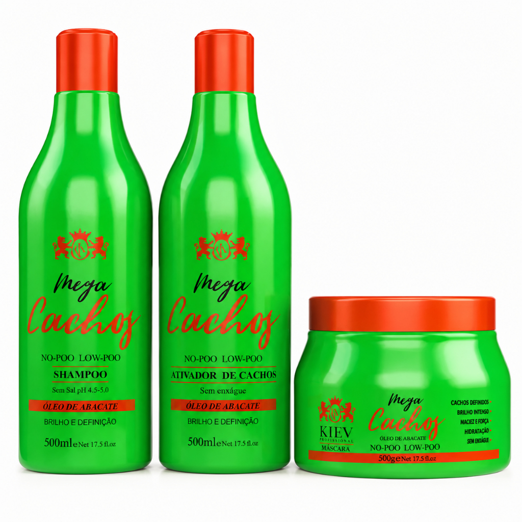 Kit Cachos Profissional Abacate  500ml SHAMPOO - MÁSCARA E ATIVADOR DE CACHOS VEGANO