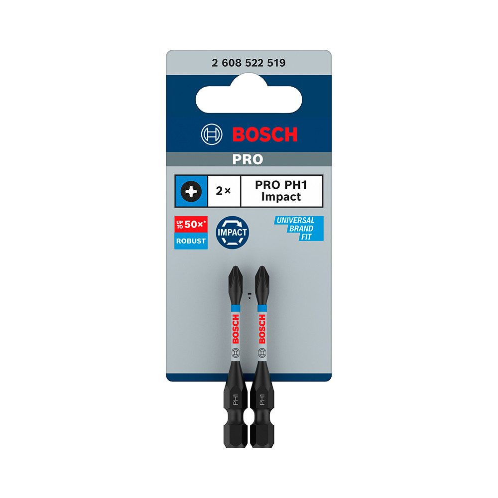 Pacote com 2 Bits Phillips 55mm PH1 Pro Impact Bosch 2608522519