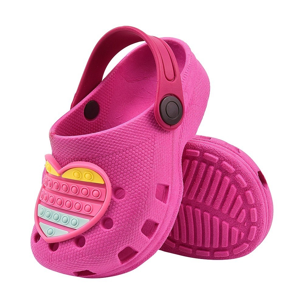 Sandália Infantil Menina Rosa Coração Pop It Confortável