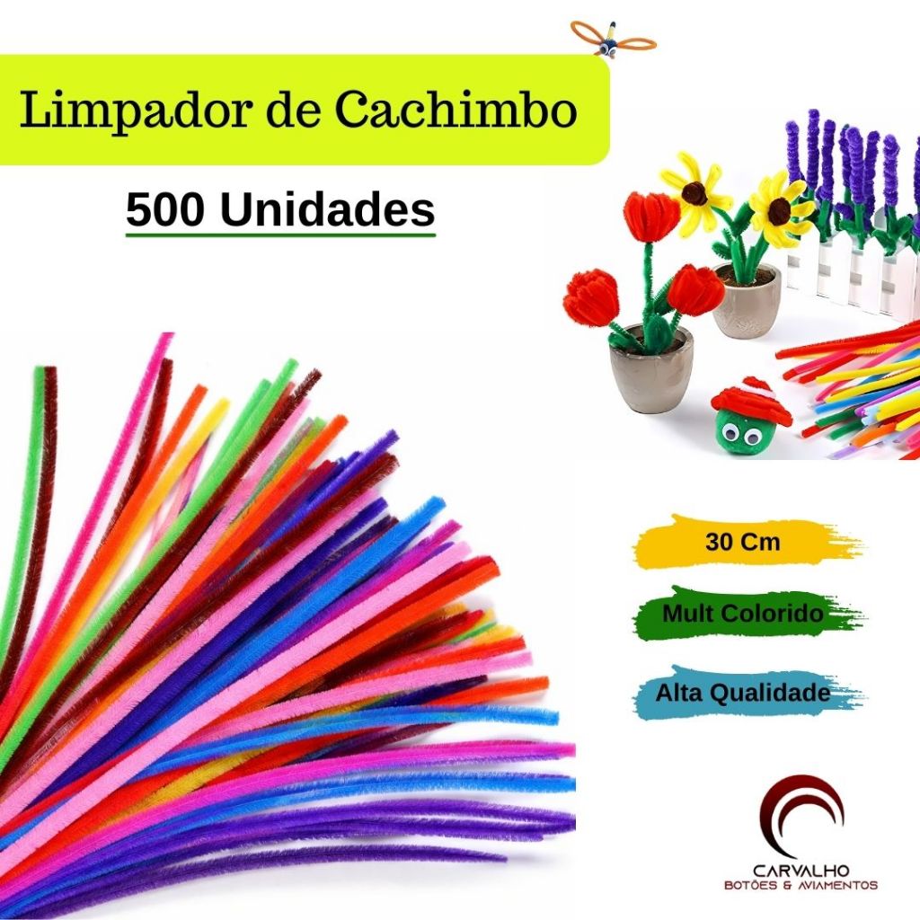 Haste De Chenille 30 Cm Limpador de Cachimbo Com 500 - 1000 Unidades Mix Cores Sortidas Atacado Envio Rapido
