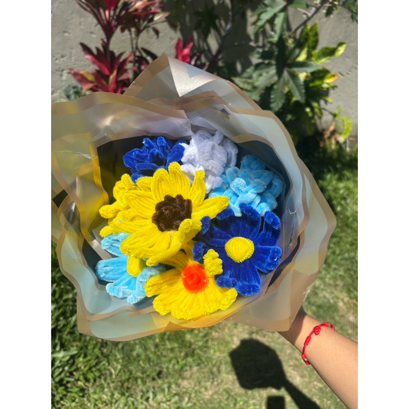 Buquê Van Gogh de limpador de cachimbo Flores Eternas Presente Criavo