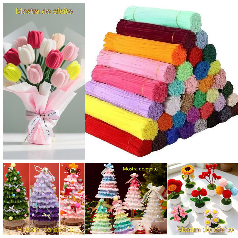 Limpador de Cachimbo Chenille 30cm - 50-300 Pçs - Cores de Natal - DIY Artesanato