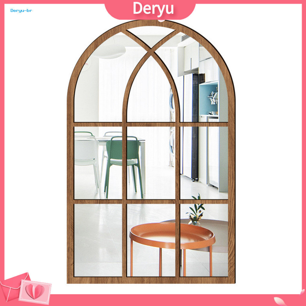 Removable Mirror Panels for Walls Wall Stickers Window Decor Wooden Frame Acrylic Fake Windowpane Sticker Self-adhesive