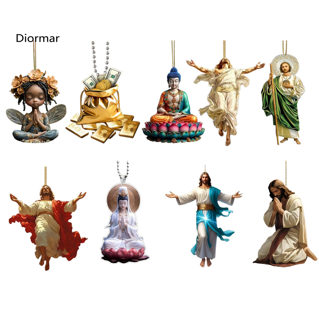 Tranquil Expression Car Decoration Accessories Acrylic Jesus Christ 2d Rearview Mirror Hanging Ornament Christian Faith