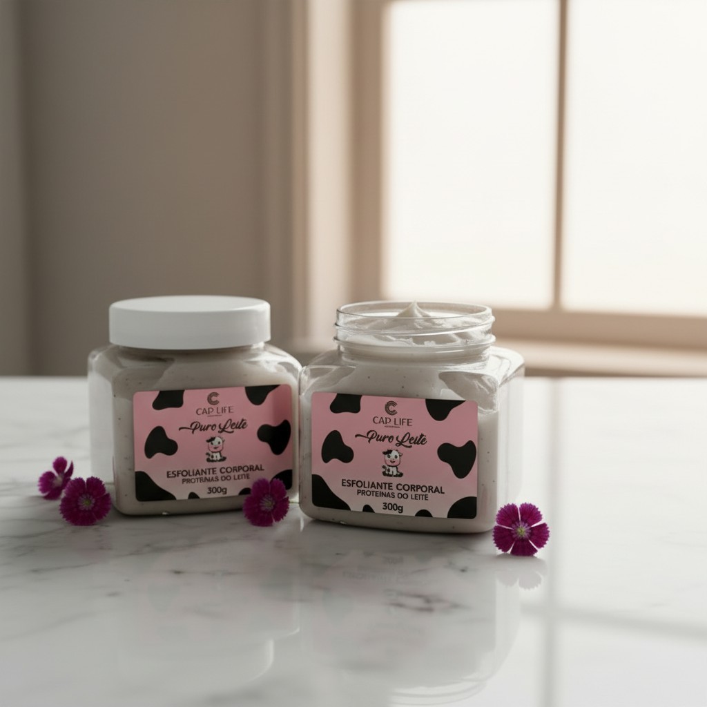 Body Scrub Esfoliante Puro Leite 300g Cap Life - Esfoliante Cremoso Pele Macia