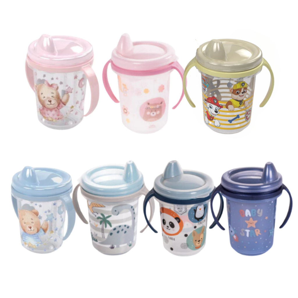 Copo Caneca com Alça e Tampa Introdução Alimentar Infantil Bebê 330 ml  - Plasútil