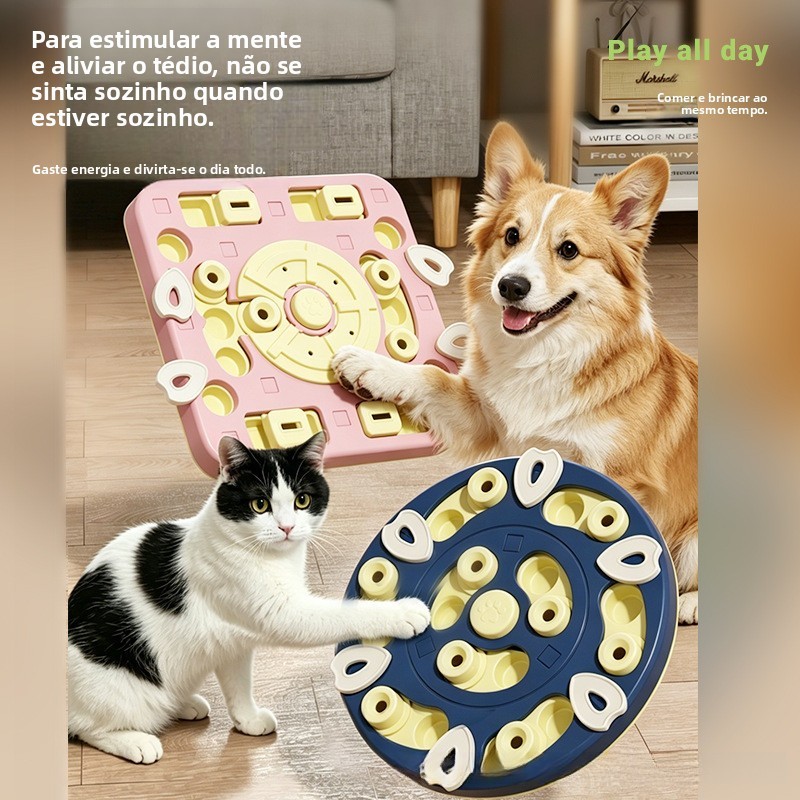 Tigela de comida lenta anti-asfixia para animais de estimação Textura de labirinto Design de quebra-cabeça Interação de
