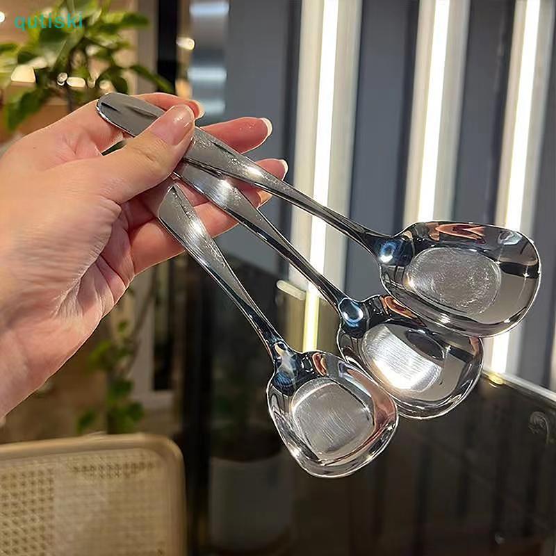 Colher De Cozinha Quadrada Grande De Aço Inoxidável , Concha De Sopa De Arroz De Fundo Plano Para Sobremesa , Sorvete ,