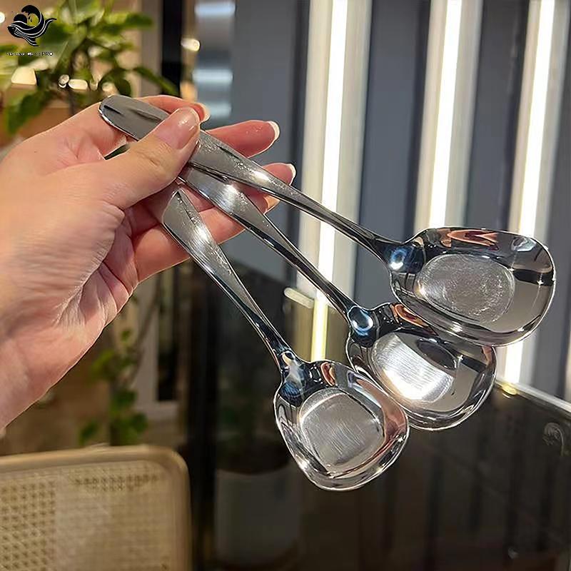 PFG Colher De Cozinha Quadrada Grande De Aço Inoxidável , Concha De Sopa De Arroz De Fundo Plano Para Sobremesa , Sorvet
